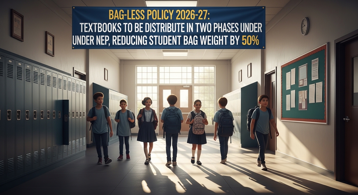 Bag-less Policy 2026-27: Textbooks to Be Distributed in Two Phases Under NEP, Reducing Student Bag Weight by 50%